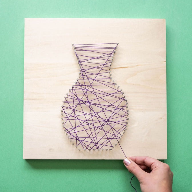 Floral String Art + Canvas Embroidery Kit
